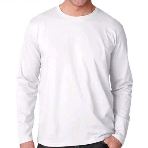 Kaos Polos Putih Lengan Panjang O-neck Cotton Combed 24s