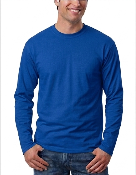 Kaos Polos Biru Benhur Lengan Panjang O-neck Cotton Combed 24s