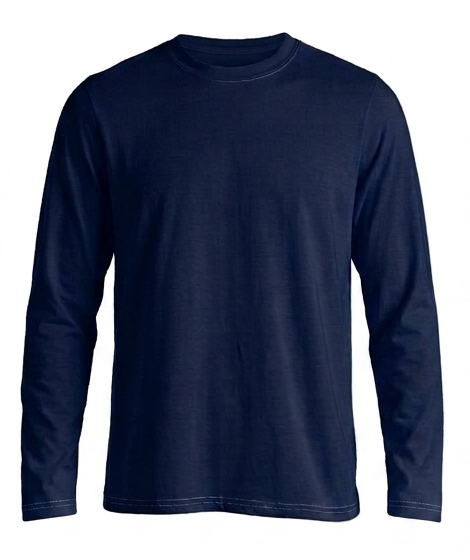 Kaos Polos Biru Dongker Lengan Panjang O-neck Cotton Combed 24s