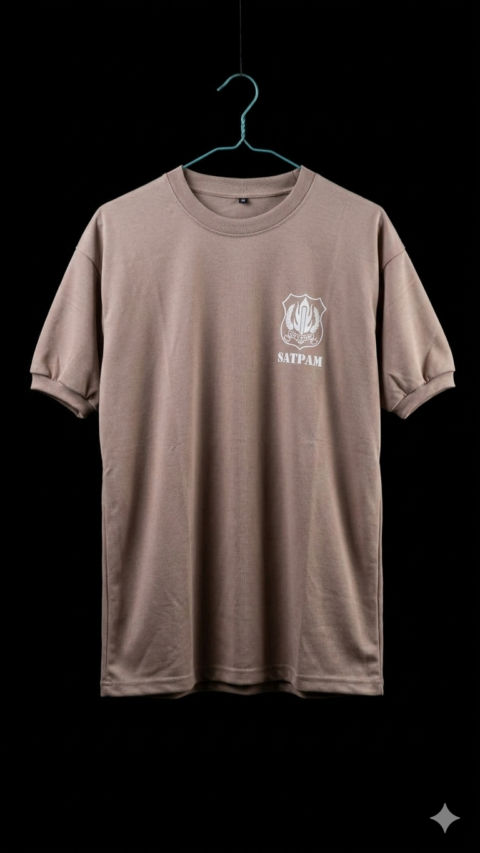 Kaos Satpam Warna Coklat Bahan PE double