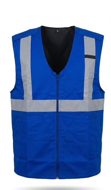 Rompi Safety Bahan Taslan Warna Biru Benhur Dengan Lapisan Dalam