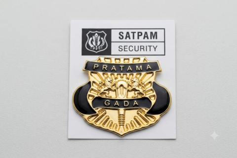 Lencana Pin Satpam - Gada Pratama  Satpam/Security Terbaru - Biru Dongker- Peniti