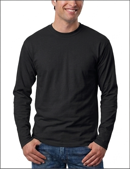 Kaos Polos Hitam Lengan Panjang O-neck Cotton Combed 24s