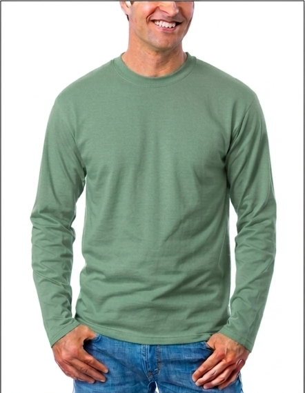 Kaos Polos Hijau Sage Lengan Panjang O-neck Cotton Combed 24s