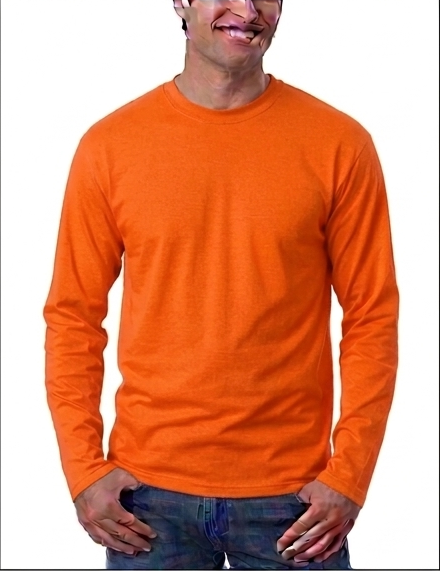 Kaos Polos Jingga Lengan Panjang O-neck Cotton Combed 24s