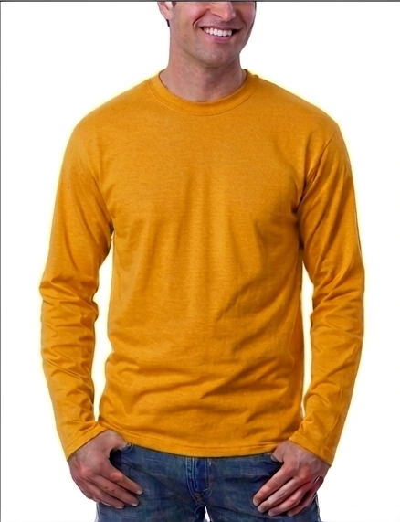 Kaos Polos Kuning Mustard Lengan Panjang O-neck Cotton Combed 24s